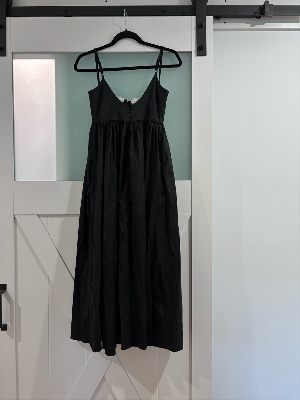 For Love & Lemons black Spaghetti-Strap Midi Dress with Lace Trim - Picture 5 of 6